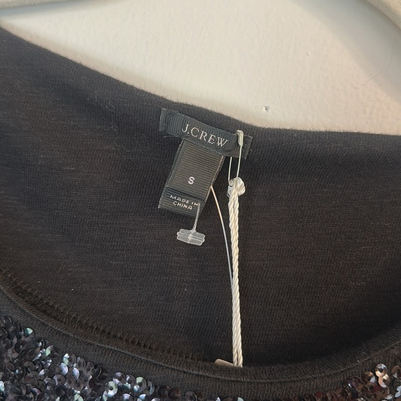 J Crew Polka Dot Sequin Top Black white size small NWT - Picture 3 of 6